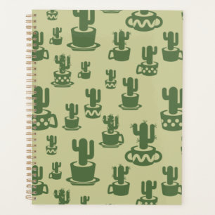 Succulent cactus silhouette in cups and pots planner