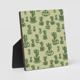 Succulent cactus silhouette in cups and pots  plaque