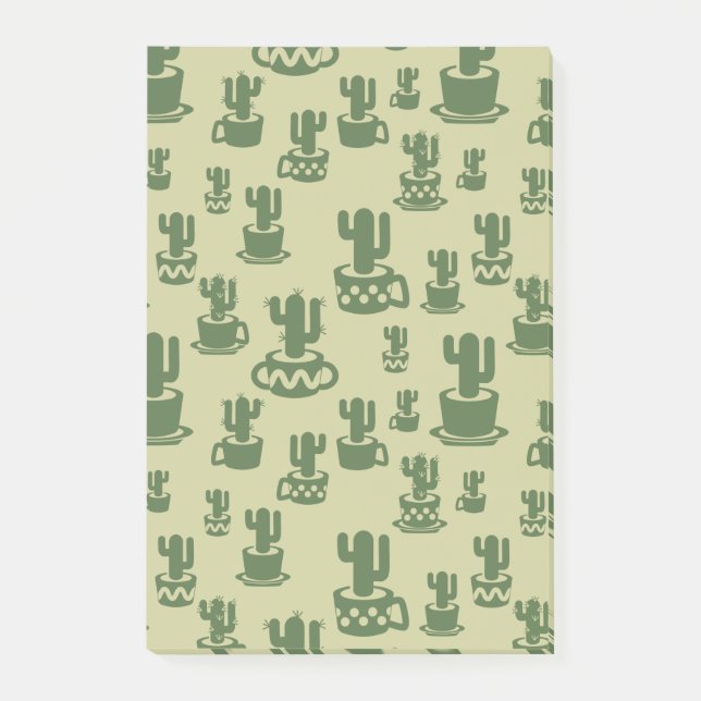 Succulent cactus silhouette in cups and pots  post-it notes (Front)