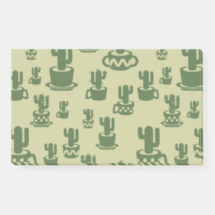 Succulent cactus silhouette in cups and pots post-it notes