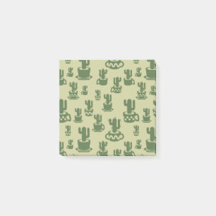 Succulent cactus silhouette in cups and pots post-it notes