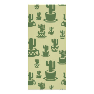 Succulent cactus silhouette in cups and pots rack card