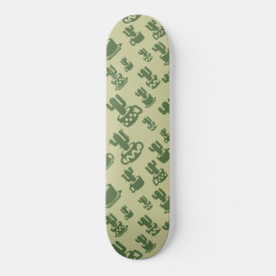 Succulent cactus silhouette in cups and pots skateboard