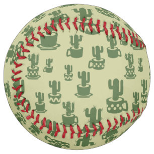 Succulent cactus silhouette in cups and pots  softball