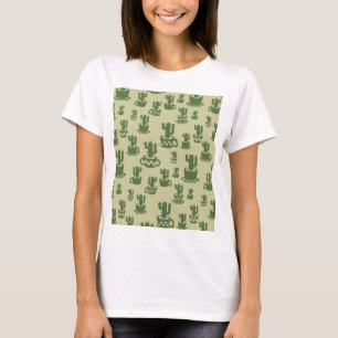 Succulent cactus silhouette in cups and pots T-Sh T-Shirt
