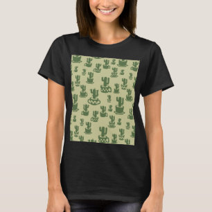 Succulent cactus silhouette in cups and pots T-Sh T-Shirt