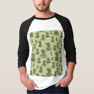 Succulent cactus silhouette in cups and pots T-Sh T-Shirt