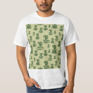 Succulent cactus silhouette in cups and pots T-Sh T-Shirt