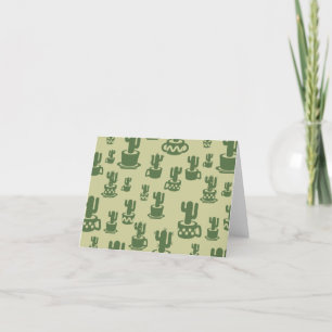 Succulent cactus silhouette in cups and pots thank you card