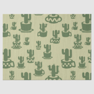 Succulent cactus silhouette in cups and pots tissue paper