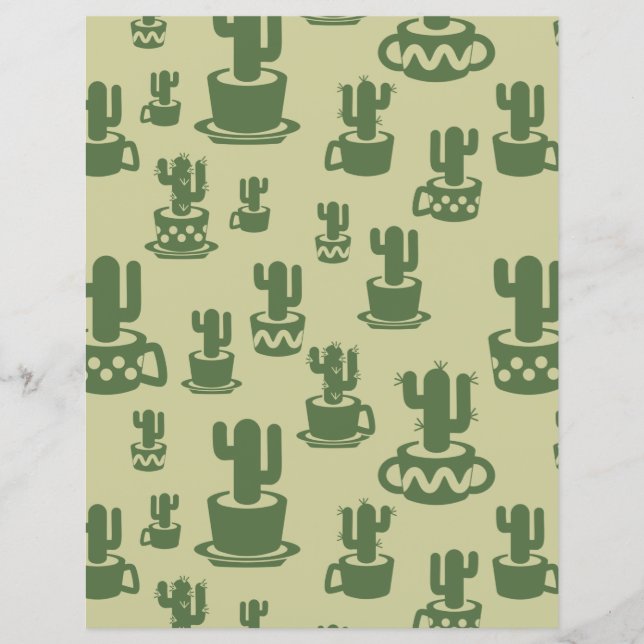 Succulent cactus silhouette in cups Paper Sheet (Front)