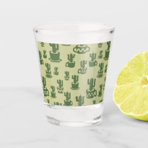 Succulent cactus silhouette in cups Shot Glass