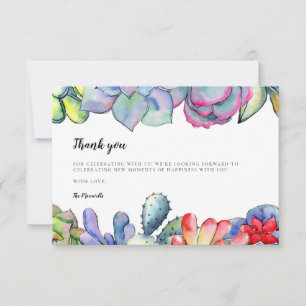 Succulent cactus watercolor Baby shower Thank You Card
