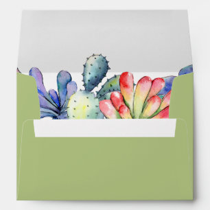 Succulent cactus watercolor wedding envelope