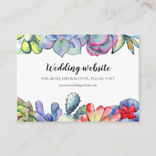 Succulent cactus watercolor wedding website card