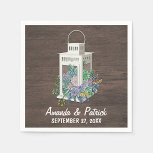 Succulent Country Rustic Lantern Wedding Napkins