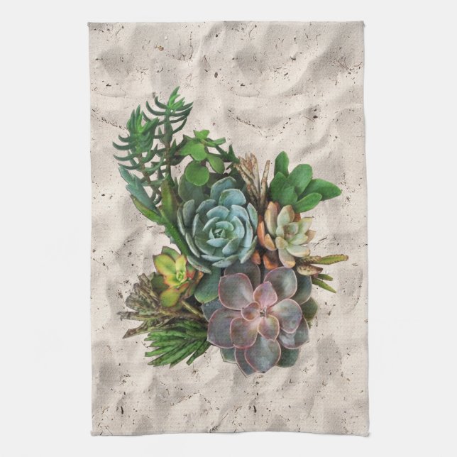 Succulent decor tea towel (Vertical)