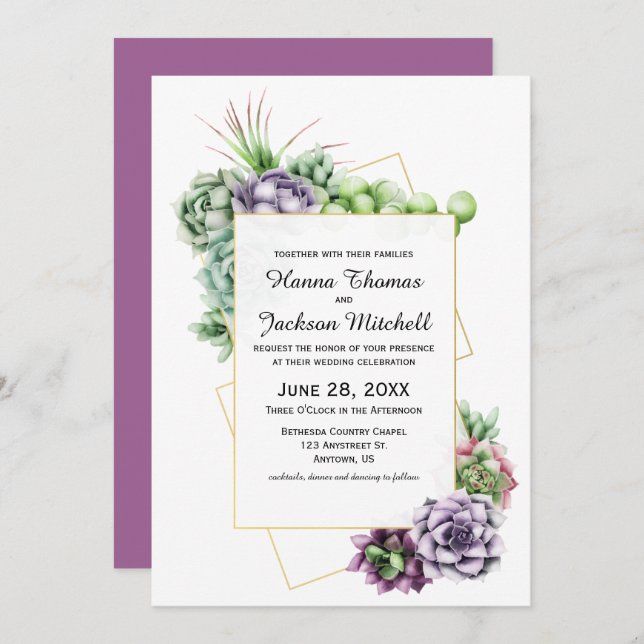 Succulent Desert Botanical Wedding Invitation (Front/Back)