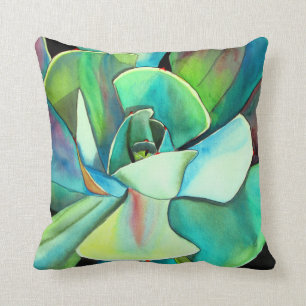 Succulent desert plant watercolour nature art cushion