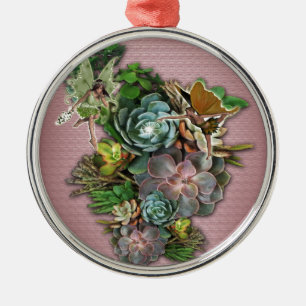 Succulent displays metal ornament