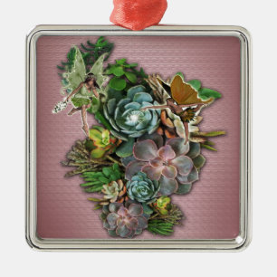 Succulent displays metal ornament