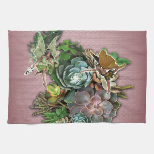 Succulent displays tea towel