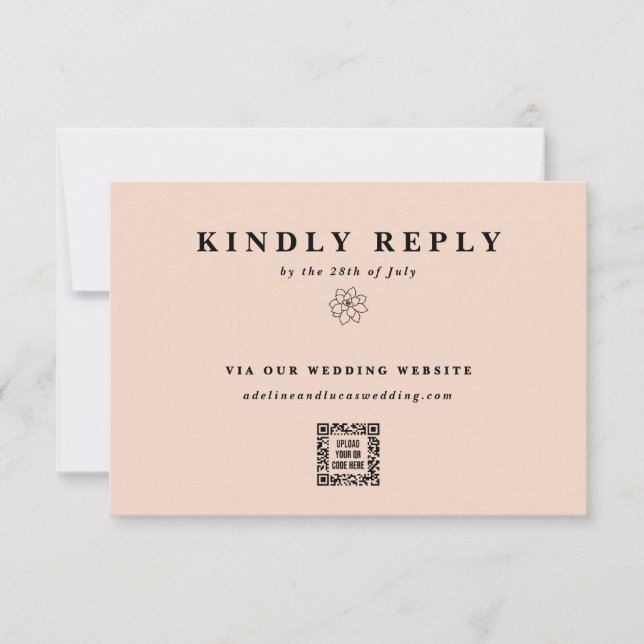 Succulent Electronic QR Code Wedding Web Site RSVP Card (Front)