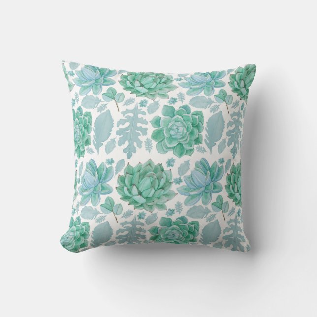 Succulent eucalyptus pattern 3717 cushion (Front)