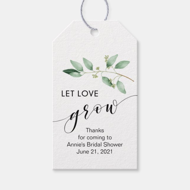 Succulent Favour Tags Bridal Shower Greenery  (Front)