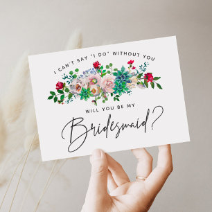 Succulent Floral Bridesmaid Card