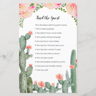 Succulent floral greenery Find the Guest game