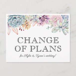 Succulent Floral New Wedding Date Announcement Postcard