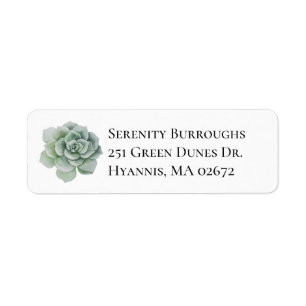 Succulent Floral Sage Green Boho Wedding Return Address Label