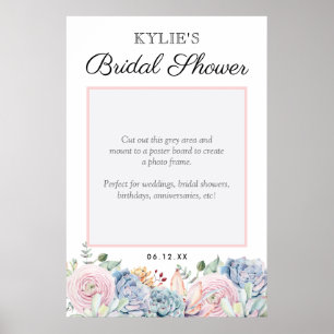 Succulent Floral Wedding Bridal Party Photo Prop Poster