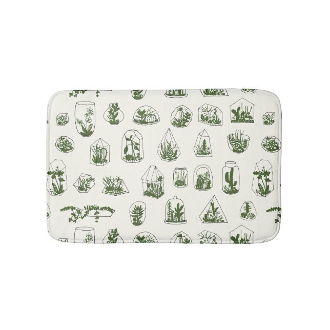 Succulent Florarium: Vintage Geometric Design. Bath Mat (Front)