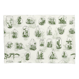 Succulent Florarium: Vintage Geometric Design. Pillowcase