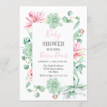 succulent flowers Baby shower Invitation