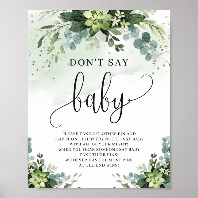 Succulent flowers eucalyptus don't say baby sign (Front)
