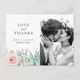 Succulent flowers. Wedding floral cactus thank you Postcard