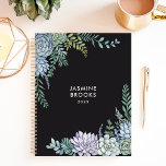 Succulent Garden 2025 Custom Name Planner<br><div class="desc">Cultivate your dreams and aspirations with this elegant planner. Adorned with a watercolor succulent garden, this planner invites you to nurture your plans and watch them bloom throughout the year. Imagine yourself jotting down your thoughts and appointments amidst this tranquil oasis. Personalise it with your name and let this planner...</div>