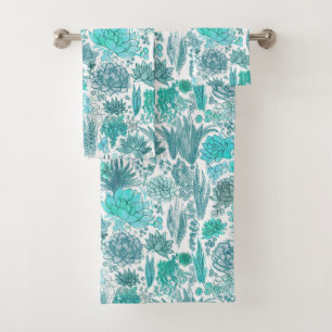 Succulent garden bath towel set