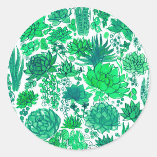 Succulent garden classic round sticker