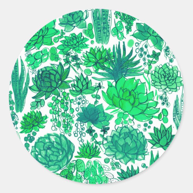 Succulent garden classic round sticker (Front)
