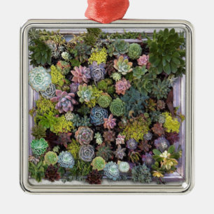 Succulent garden design metal ornament