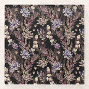 Succulent Garden: Fashionable Floral Pattern Glass Coaster