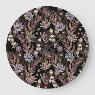 Succulent Garden: Fashionable Floral Pattern Large Clock