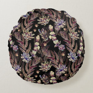Succulent Garden: Fashionable Floral Pattern Round Cushion