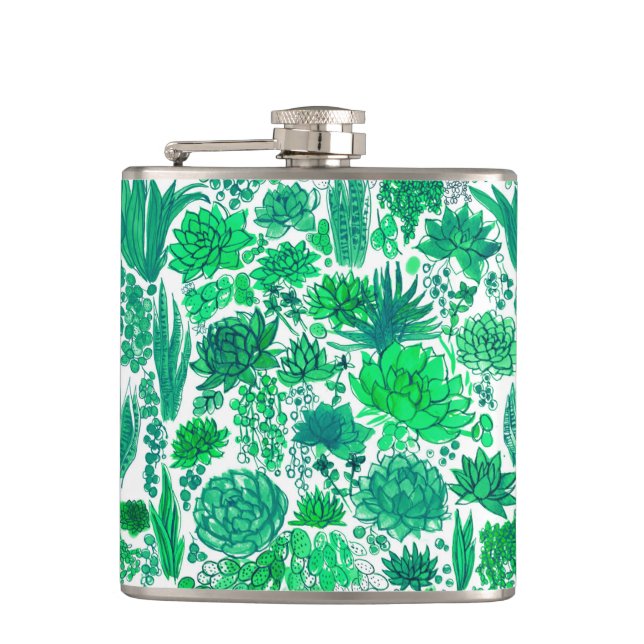 Succulent garden hip flask (Front)