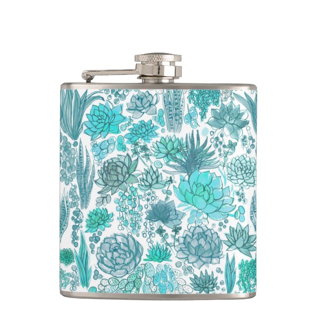 Succulent garden hip flask (Front)