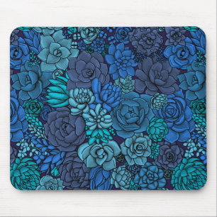 Succulent garden in blue mouse pad